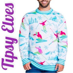 Tipsy Elves Tricks Mcgee 80s Inspired Ski Graphic Acrylic Sweater, Size Medium